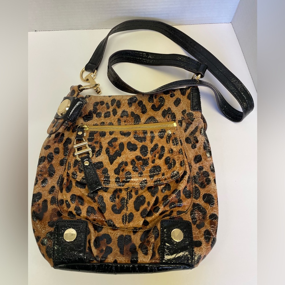b. makowsky Leather Animal Print Shoulder Bag